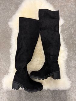 Suede black over knee boot size 9