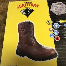 Mens Boots Leather Steel Toe Size 12 & 13