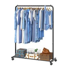 Metal Clothing Garment Rack with Lockable Wheels Size Length 44", Width 15", Height 54" New Condition