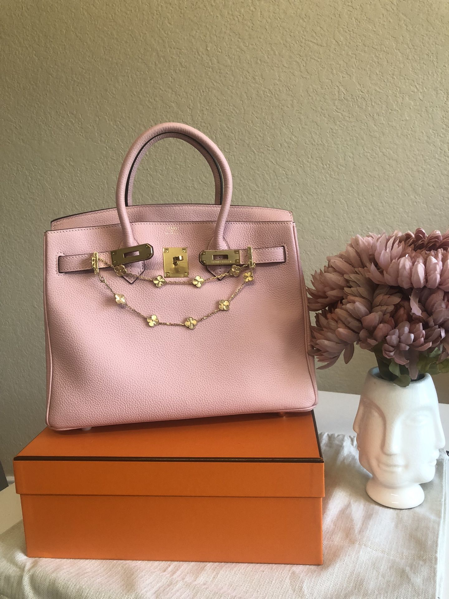 Birkin Hand Bag Rare Pink Sakura Real Togo Leather