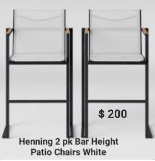 Brand New Henning 2pkt Height Patio Chairs White