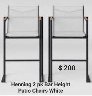 Brand New Henning 2pkt Height Patio Chairs White 