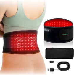 Advanced red light belt by medisana has 62 tri-chip LEDs with 660nm red light and 850nm near-infrared wavelengths. This black neoprene belt features t
