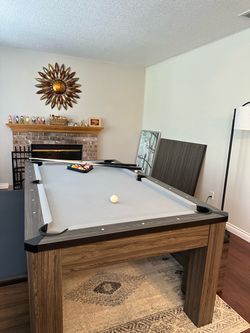 American Legend 7' Hampton 3-in-1 Combination Table Includes Billiards, Table Tennis, and Dining Table with Dual Storage Bench Seating