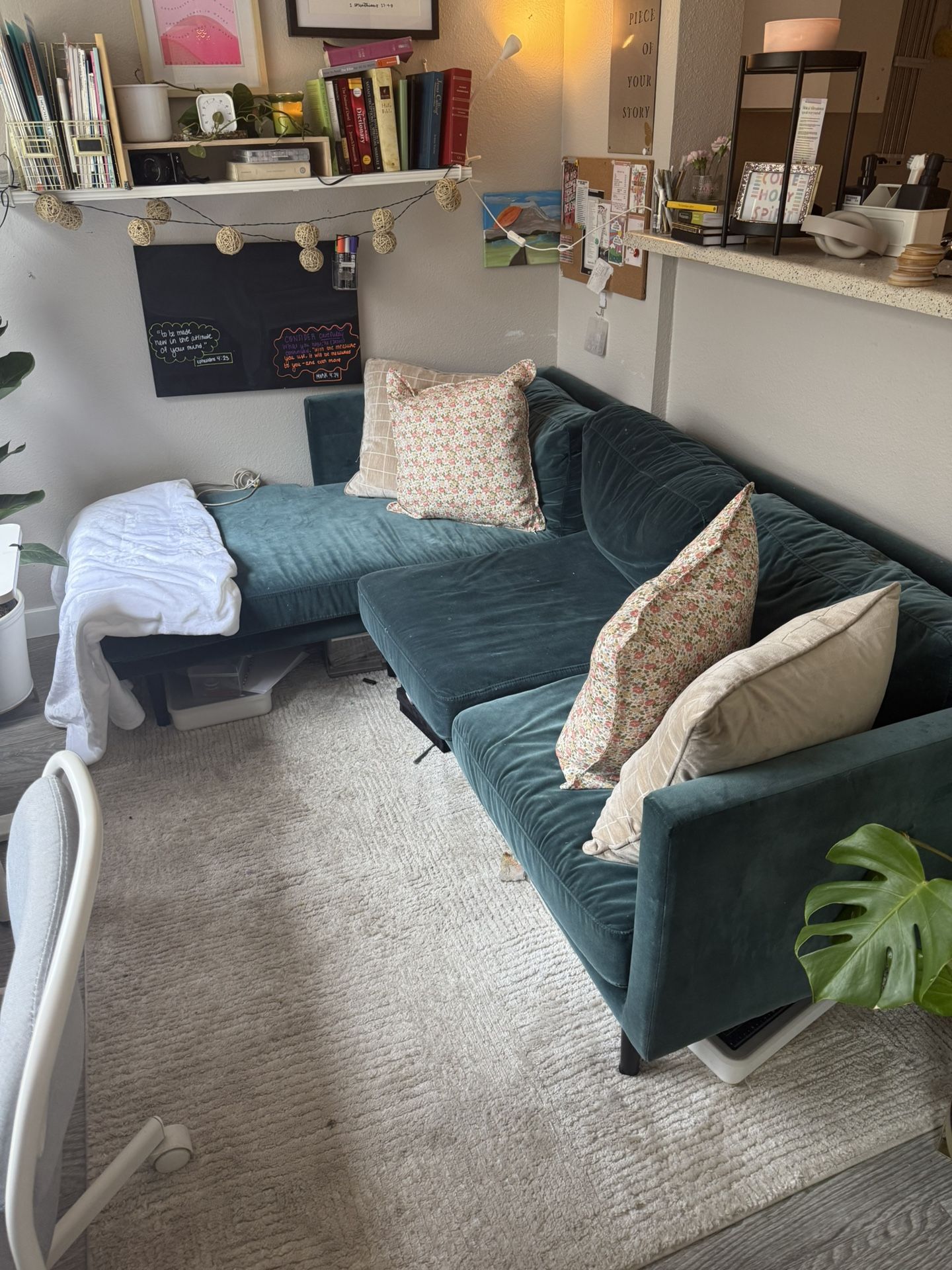 Sectional Sofa, Velvet Cover.