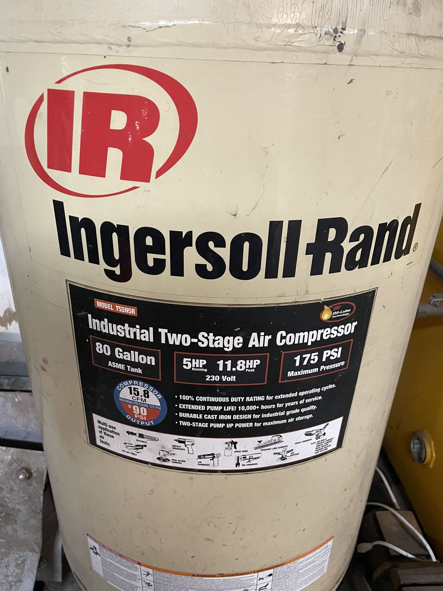INGERSOLL RAND 80 GALLON 2 STAGE AIR COMPRESSOR