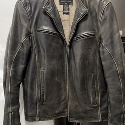 Structure  Distressed Brown Leather Biker Jacket