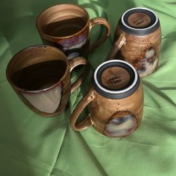 Set Of 4 Sango Splash 4951 Mugs Cups Handglazed