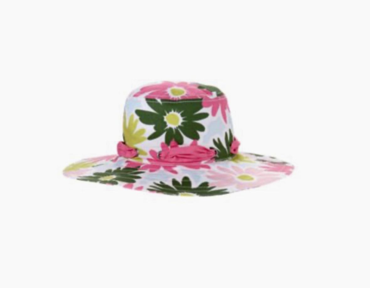 Gymboree Girl's Floral Sun Wide-Brim Hat Swim Shop Collection Sz 3-4 Brand New