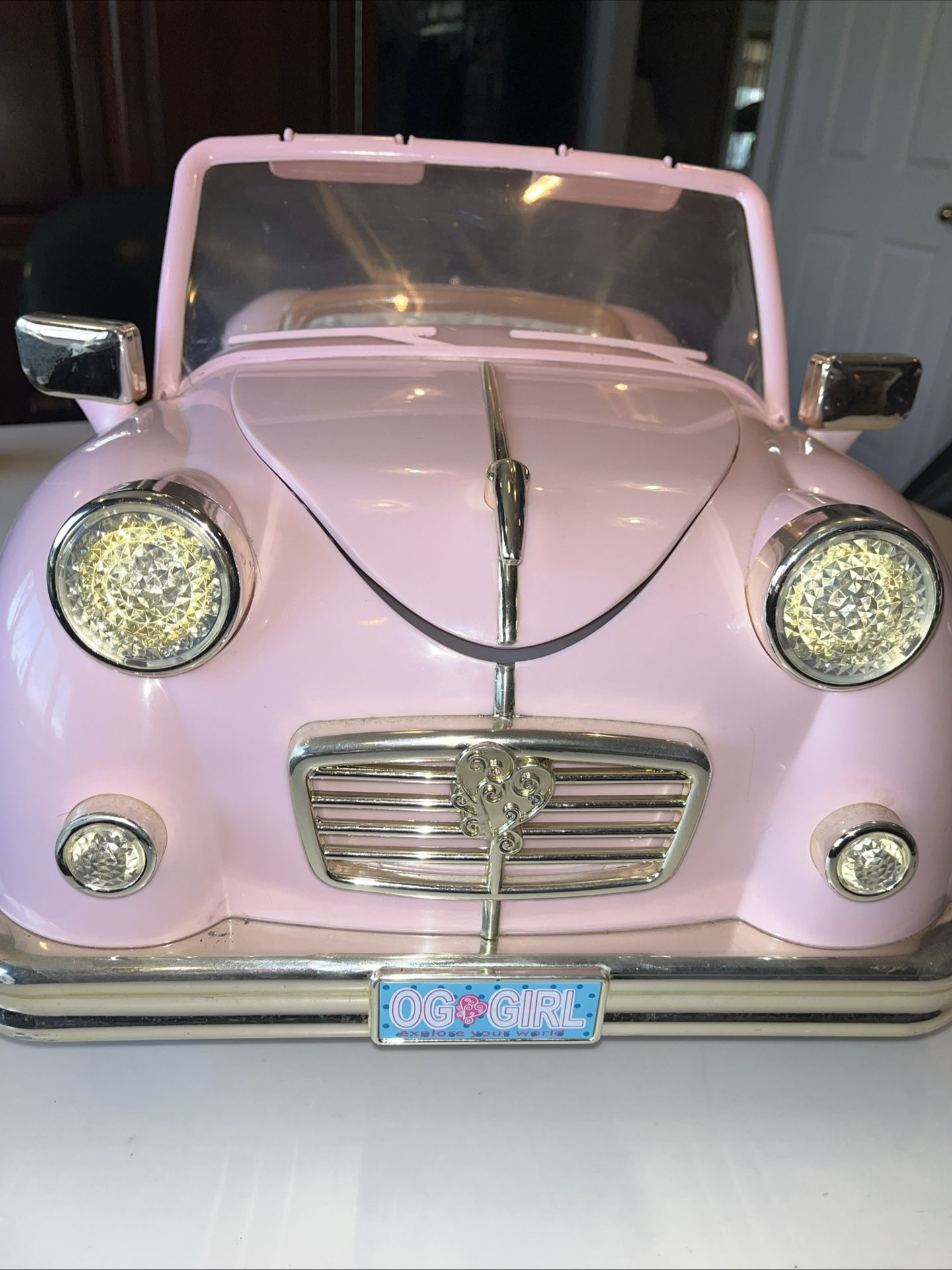 OG DOLL PINK CAR PLAYS FM RADIO & LIGHTS FITS 18” DOLLS
