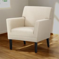 Edyce Wing Back Upholstered Fabric Accent Armchair with Solid Wood Legs