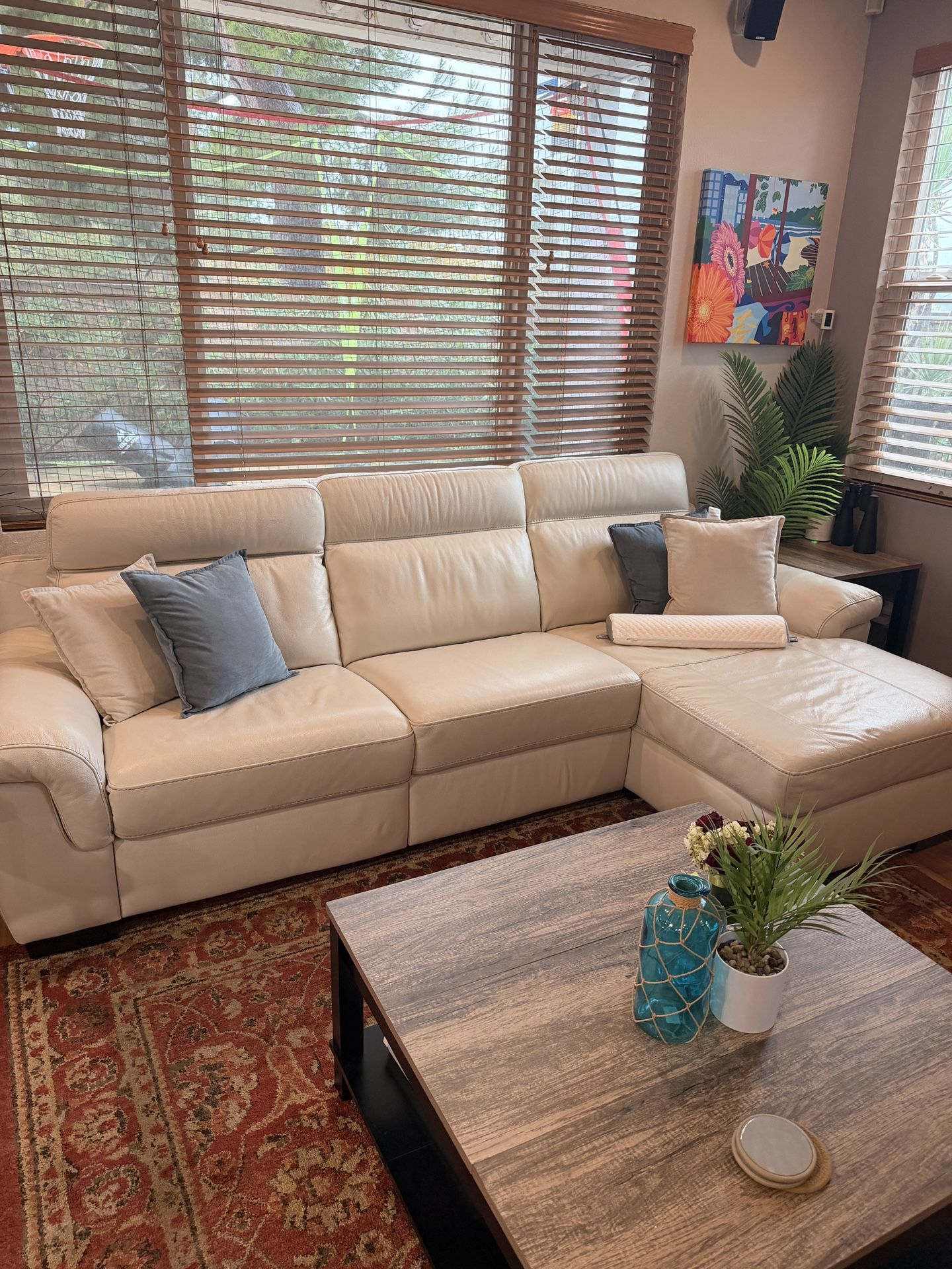 Julius I| 3-Pc. Leather Chaise Sectional with 1 Power Recliner