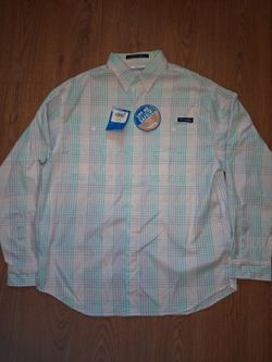 NEW Columbia PFG Shirt Mens Large Multicolor Check UPF40