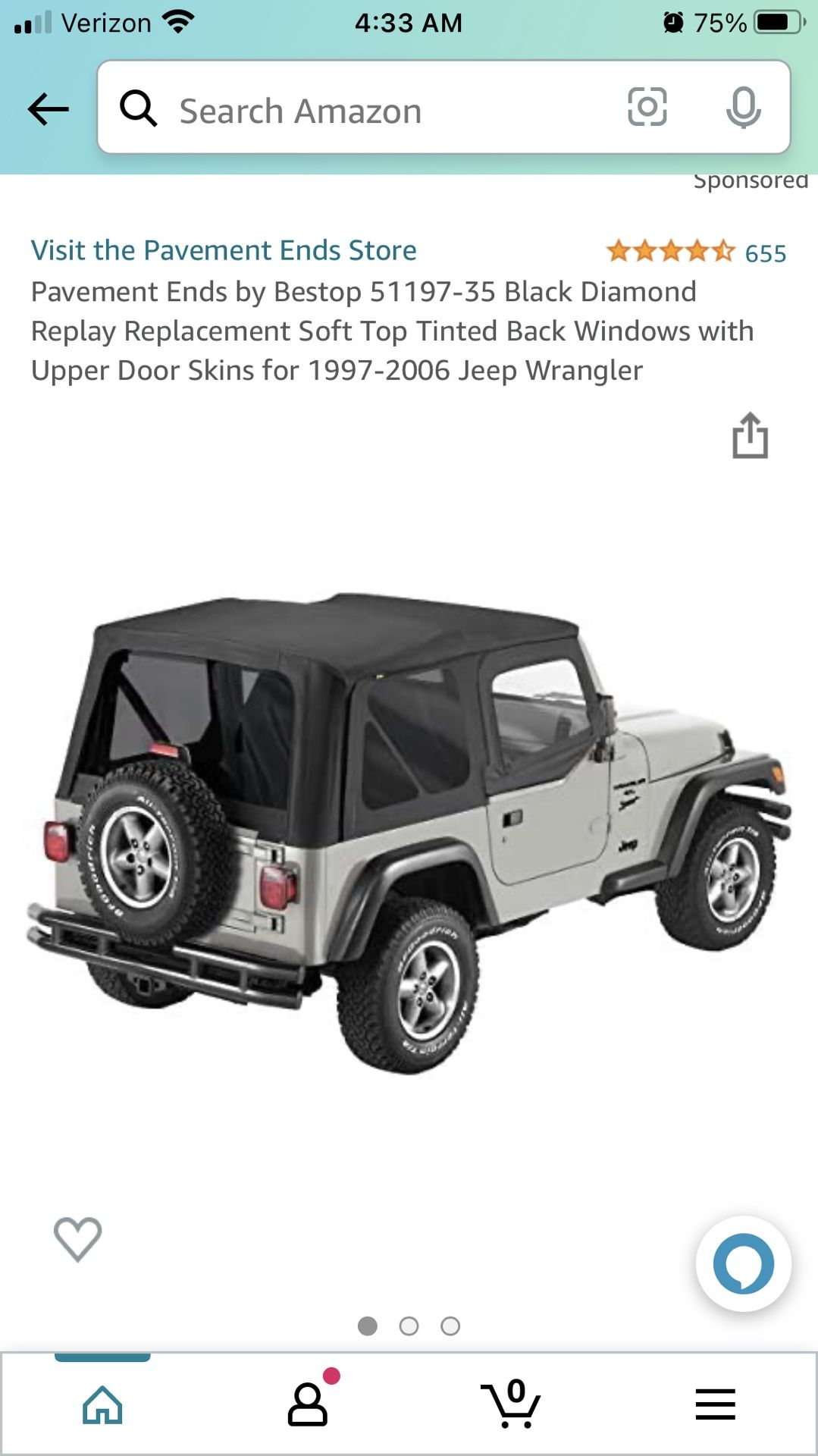 97–06 Jeep Wrangler Top (YJ) Black With Tinted Windows