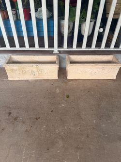 Pair of Concrete Rectangular Planters
