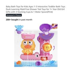 Brand new Baby Bath Toys for Kids Ages 1-3 Interactive Toddler Bath Toys Duck Learning Mold Free Shower Tub Toys for 1+ Year Old Girl Gifts with 3 Sta