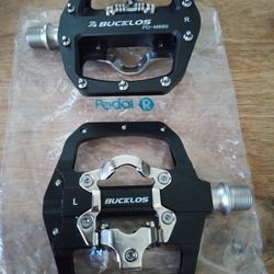 BUCKLOS PD M-680 MTB MOUNTAIN BIKE PEDALS ALUMINIUM 9/16 CLEATS  DUAL CLIPESS