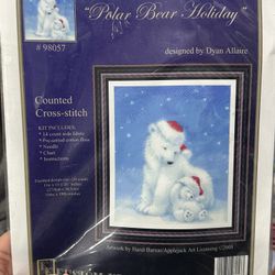 Polar Bear Holiday Cross Stitch Kit
