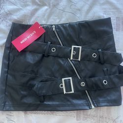 Black Leather Mini Skirt 