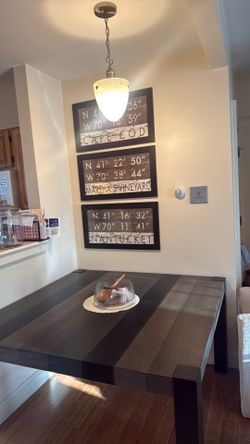 Dining room table and pictures!