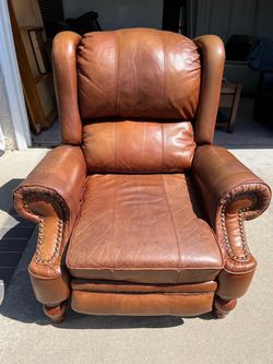 Brown Leather Wingback Recliner Chair
