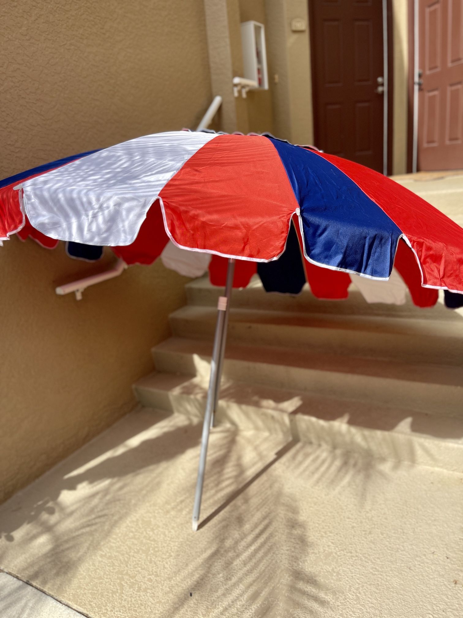CARNIVALE 8” UPF50+ BEACH UMBRELLA - color white/red/blue
