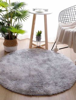 1pc  Round Plush Decorative Area Rug, Suitable For Bedroom, Living Room, Dorm, Kids Play Room