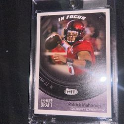 Patrick Mahomes Hit In Focus Premier Draft Sage Rookie Football Card