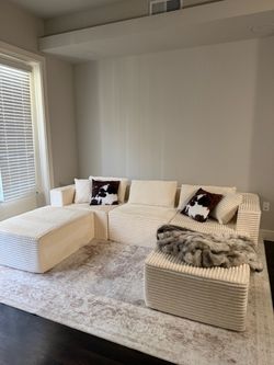 110” Modular Sectional Couch with 2 ottomans