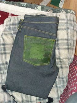 Red monkey jeans