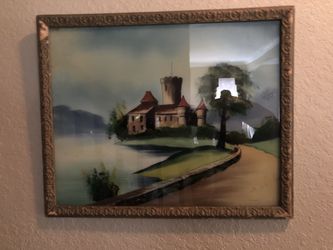 Antique reverse painting on glass