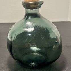 Green Glass Co. Minnesota 1990s Recycled Bubble Demijohn Bottle USA, 7.5”