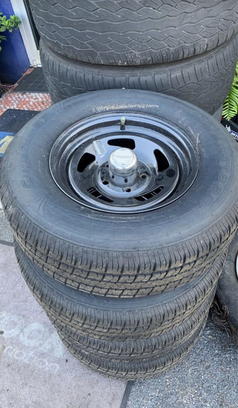 Brand new trailer wheels and tires 14”