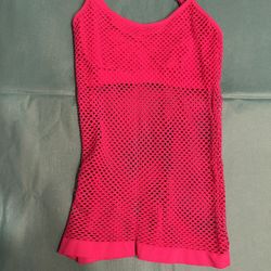 Hot Pink Fishnet Top With Bra Top 