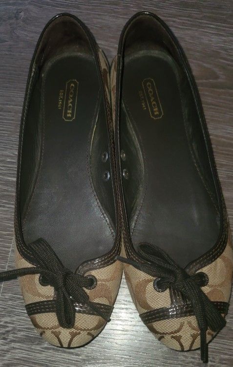 Coach Cameo Brown Signature Ballets Flats Size 7b