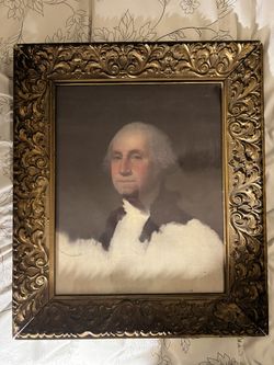 Vintage George Washington Portrait in Gilded Wooden Frame