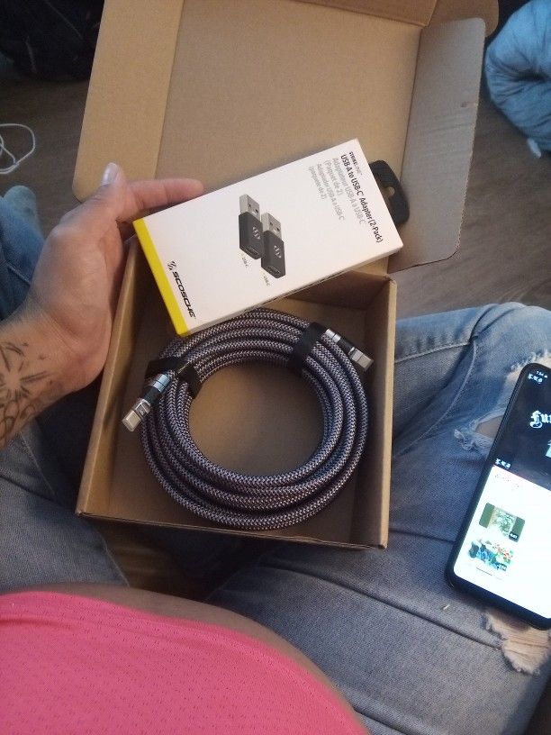 25ft C Cable With USB A To C Adapter Bundle