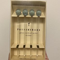Set of 4 Pottery Barn Glass Cocktail Picks