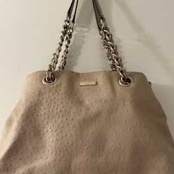 Kate Spade NY Victoria Falls Maryanne Tote  Camel/Tan Ostrich Embossed Leather Shoulder Bag