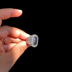 turkish black zircon 925 silver ring
