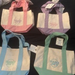 Trader Joes  Limited Edition Pastel Color Mini Tote Bags
