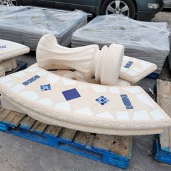 Concrete Mosaic Picnic Table with 3 Benches/ Outdoor Patio Furniture / Patio Set