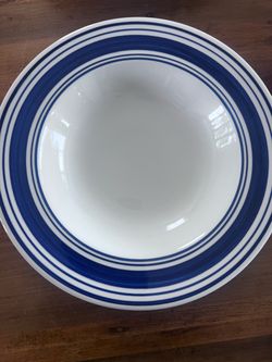 8 vintage Ralph Lauren Farmstead Blue Ticking Soup Bowls