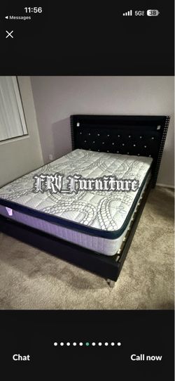 New Queen bed frame with mattress
