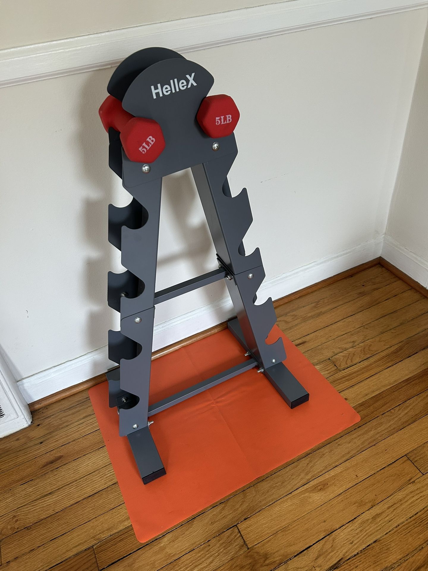 Dumbbell Rack + Two 5 lb Dumbbells