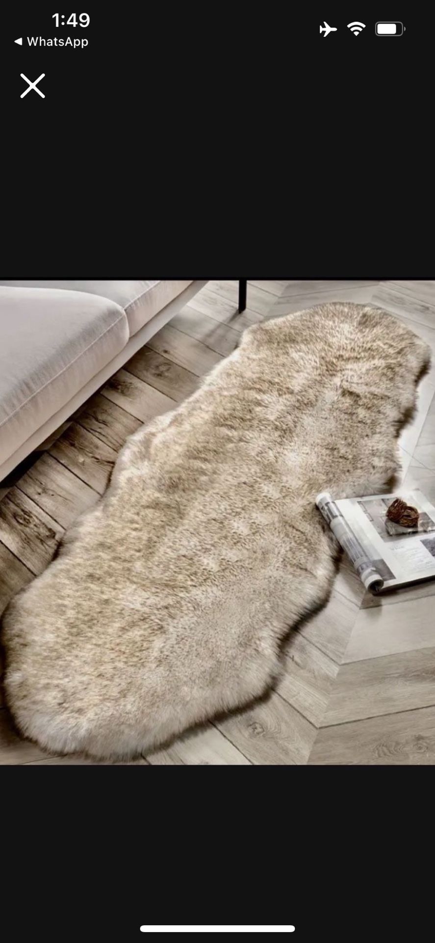 6’ By 2’ Brown And White Faux Fur Runner New