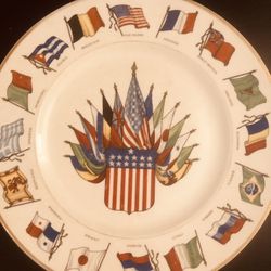 Vintage Collection Glory And Her Alliance China Plate With Flags 