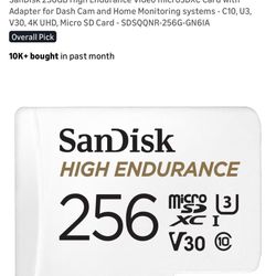 SanDisk 256GB High Endurance Video microSDXC Card with Adapter for Dash Cam and more