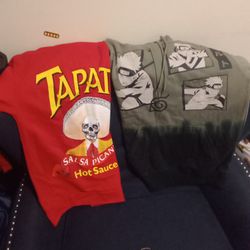 Red Tapatio Zip Up Sweater And Green Naruto Pullover