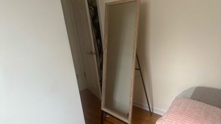 Full-Length Floor Mirror with Wood Frame